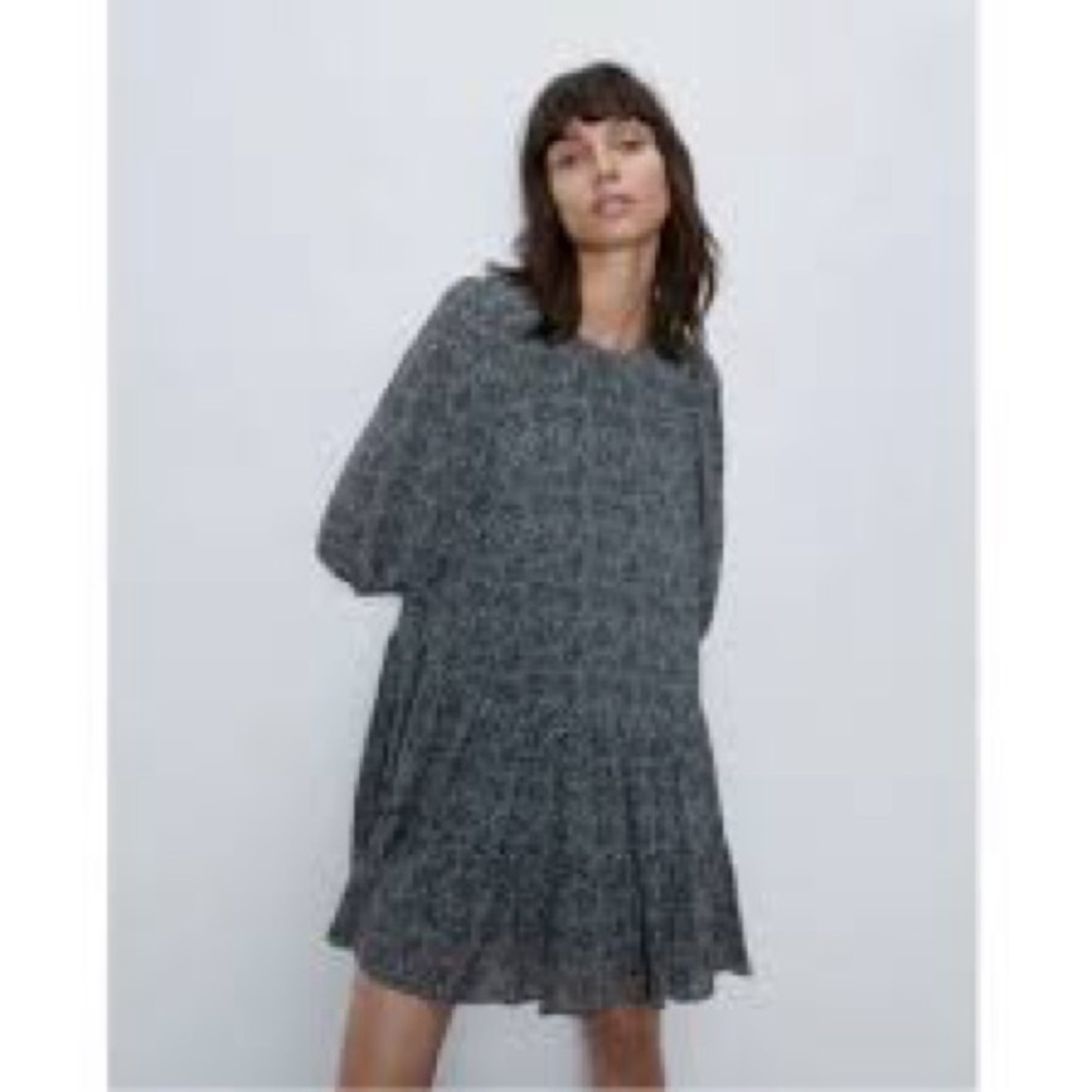 Zara Black and White Speckled Mini Dress